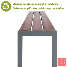 Banqueta Silaos per marquesines d'autobús en acer i plàstic reciclat